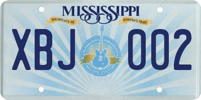 MS license plate XBJ002
