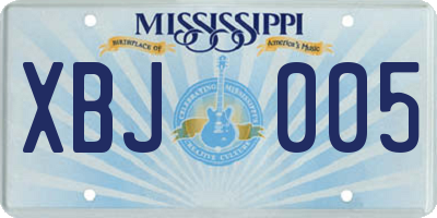 MS license plate XBJ005