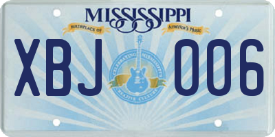 MS license plate XBJ006