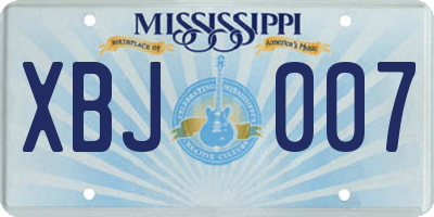 MS license plate XBJ007