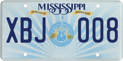 MS license plate XBJ008