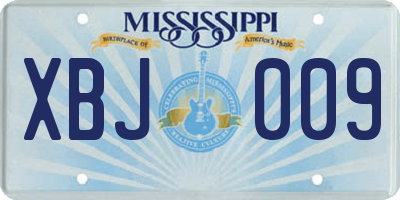 MS license plate XBJ009