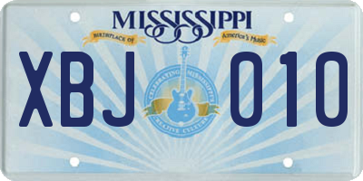 MS license plate XBJ010