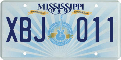 MS license plate XBJ011