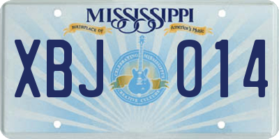 MS license plate XBJ014