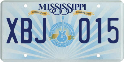 MS license plate XBJ015