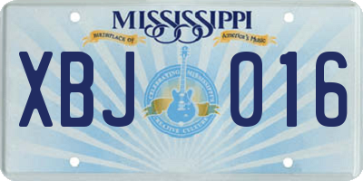 MS license plate XBJ016