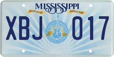 MS license plate XBJ017