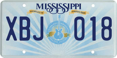 MS license plate XBJ018