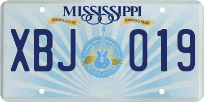 MS license plate XBJ019