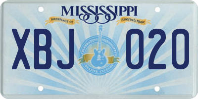 MS license plate XBJ020
