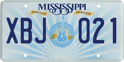 MS license plate XBJ021
