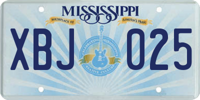 MS license plate XBJ025