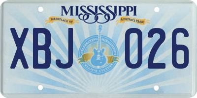 MS license plate XBJ026