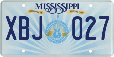 MS license plate XBJ027