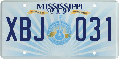 MS license plate XBJ031
