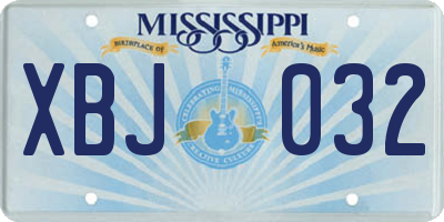 MS license plate XBJ032