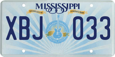 MS license plate XBJ033