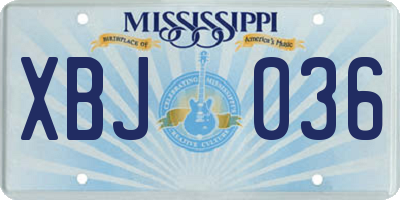 MS license plate XBJ036