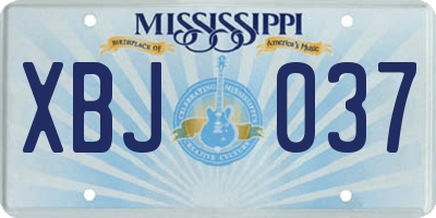 MS license plate XBJ037