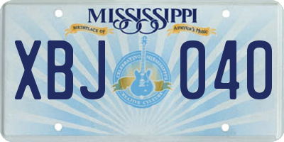 MS license plate XBJ040