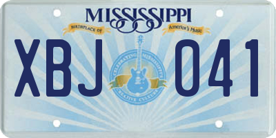 MS license plate XBJ041