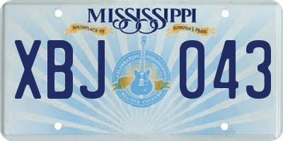 MS license plate XBJ043