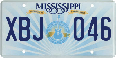 MS license plate XBJ046