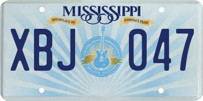 MS license plate XBJ047