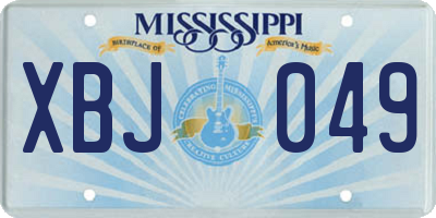 MS license plate XBJ049