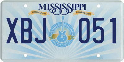 MS license plate XBJ051