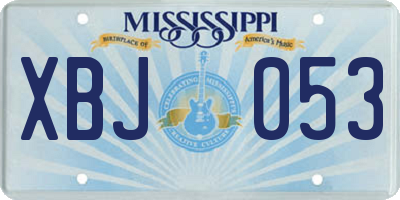 MS license plate XBJ053