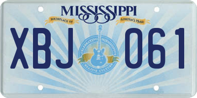 MS license plate XBJ061