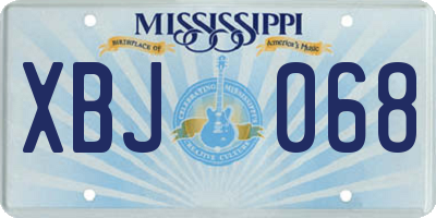 MS license plate XBJ068