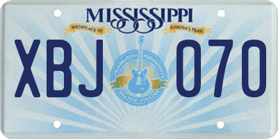MS license plate XBJ070