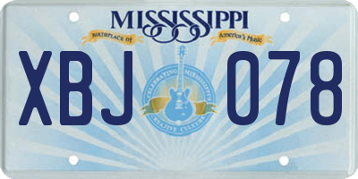 MS license plate XBJ078