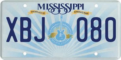 MS license plate XBJ080