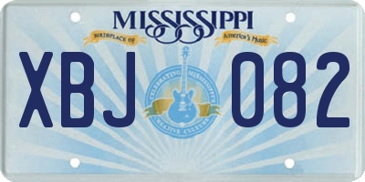 MS license plate XBJ082