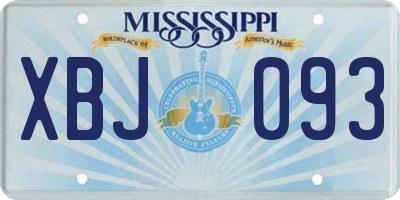 MS license plate XBJ093