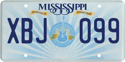 MS license plate XBJ099