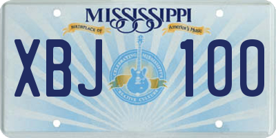 MS license plate XBJ100