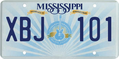 MS license plate XBJ101