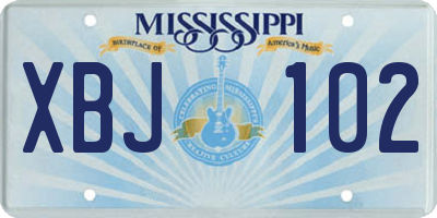 MS license plate XBJ102