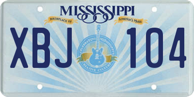 MS license plate XBJ104