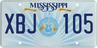 MS license plate XBJ105