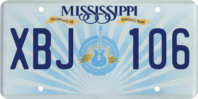 MS license plate XBJ106