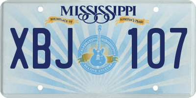 MS license plate XBJ107