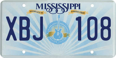 MS license plate XBJ108