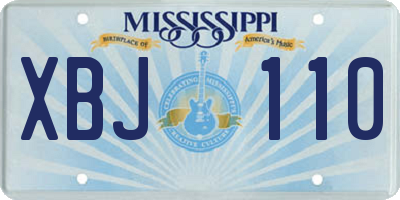 MS license plate XBJ110