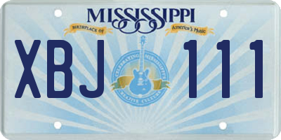 MS license plate XBJ111